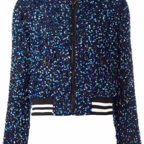 Alice + Olivia Lonnie Sequin Bomber Jacket Size XS - Picture 2 of 3